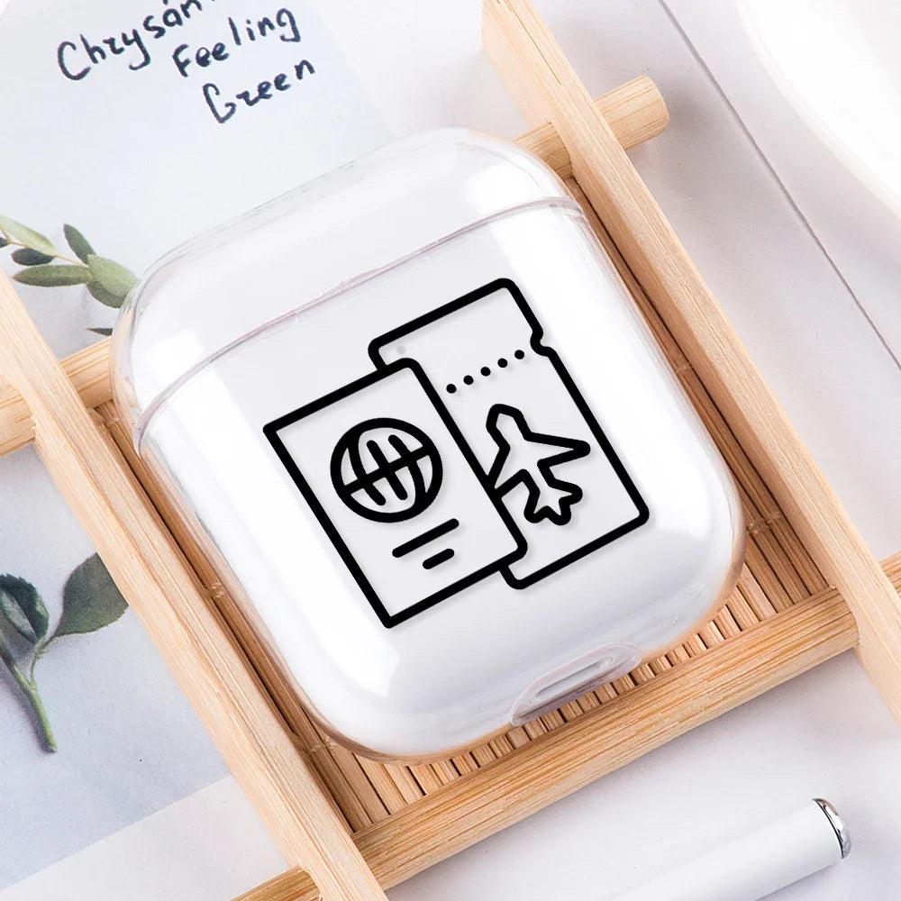 Airplane Pattern Clear Earphone Cases For Airpods 4th 2 1 3 Pro 2 Fundas Headphone Cover For Apple Airpods Air Pods Pro Airpods3