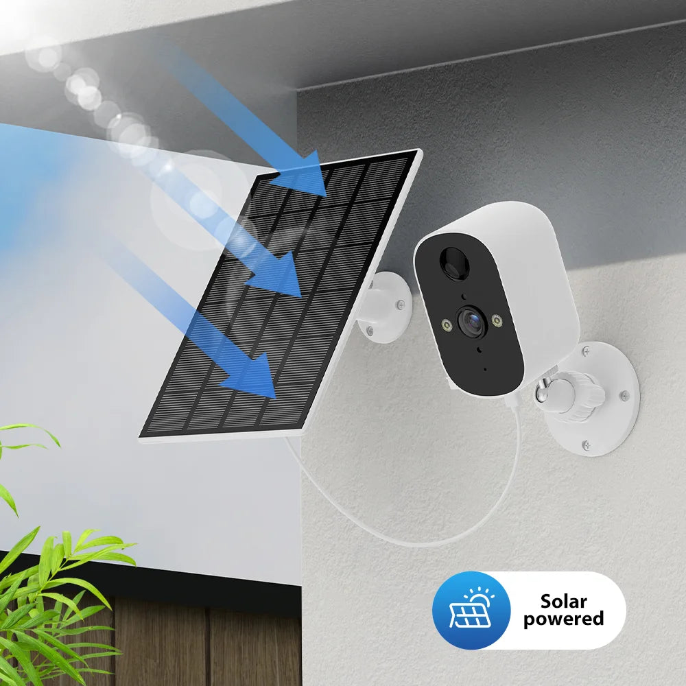Solar Security Camera Wireless Outdoor 3MP Home Surveillance IP65 Waterproof Color Night Vision Two Way Audio Human Detection