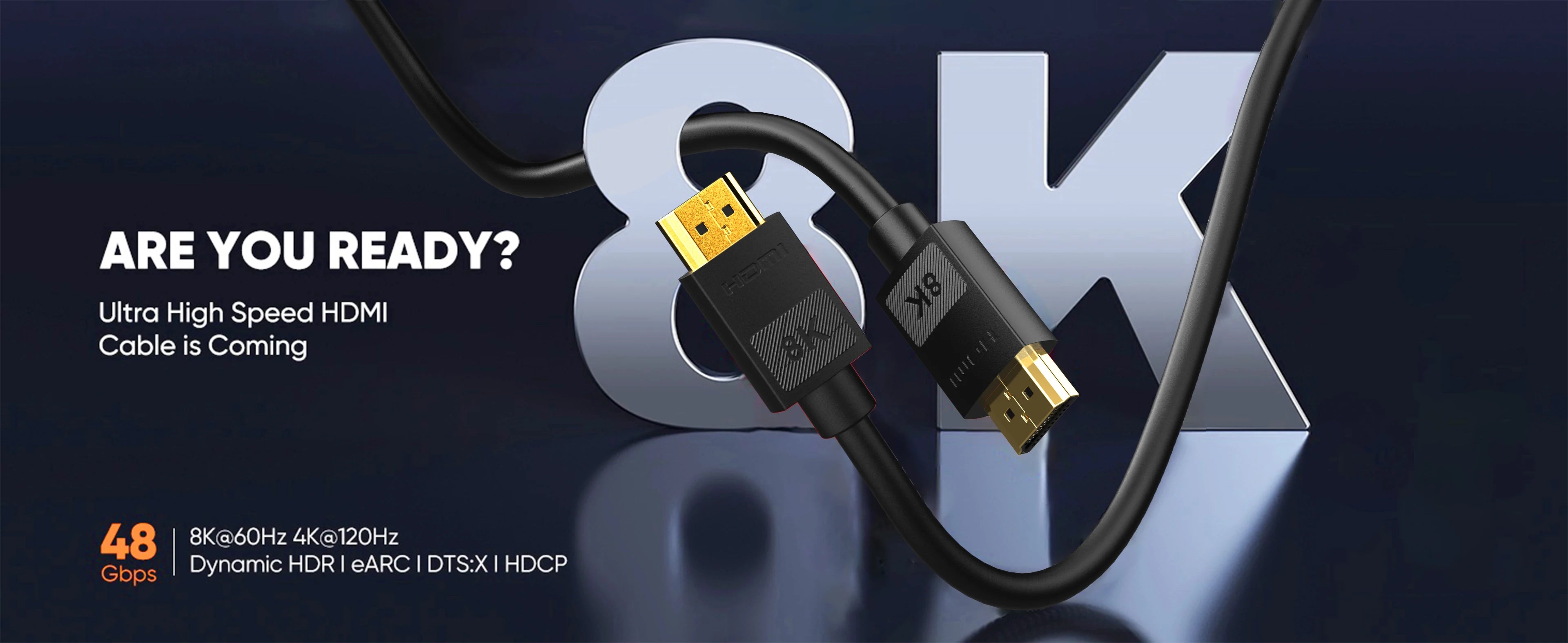 1.65/3.3/6.6/10FT 8K HDMI 2.1 Cable 48Gbps Ultra High Speed 8K60 4K120Hz eARC 3D HDR10 Compatible with Roku TV/PS5/HDTV/Blu-ray