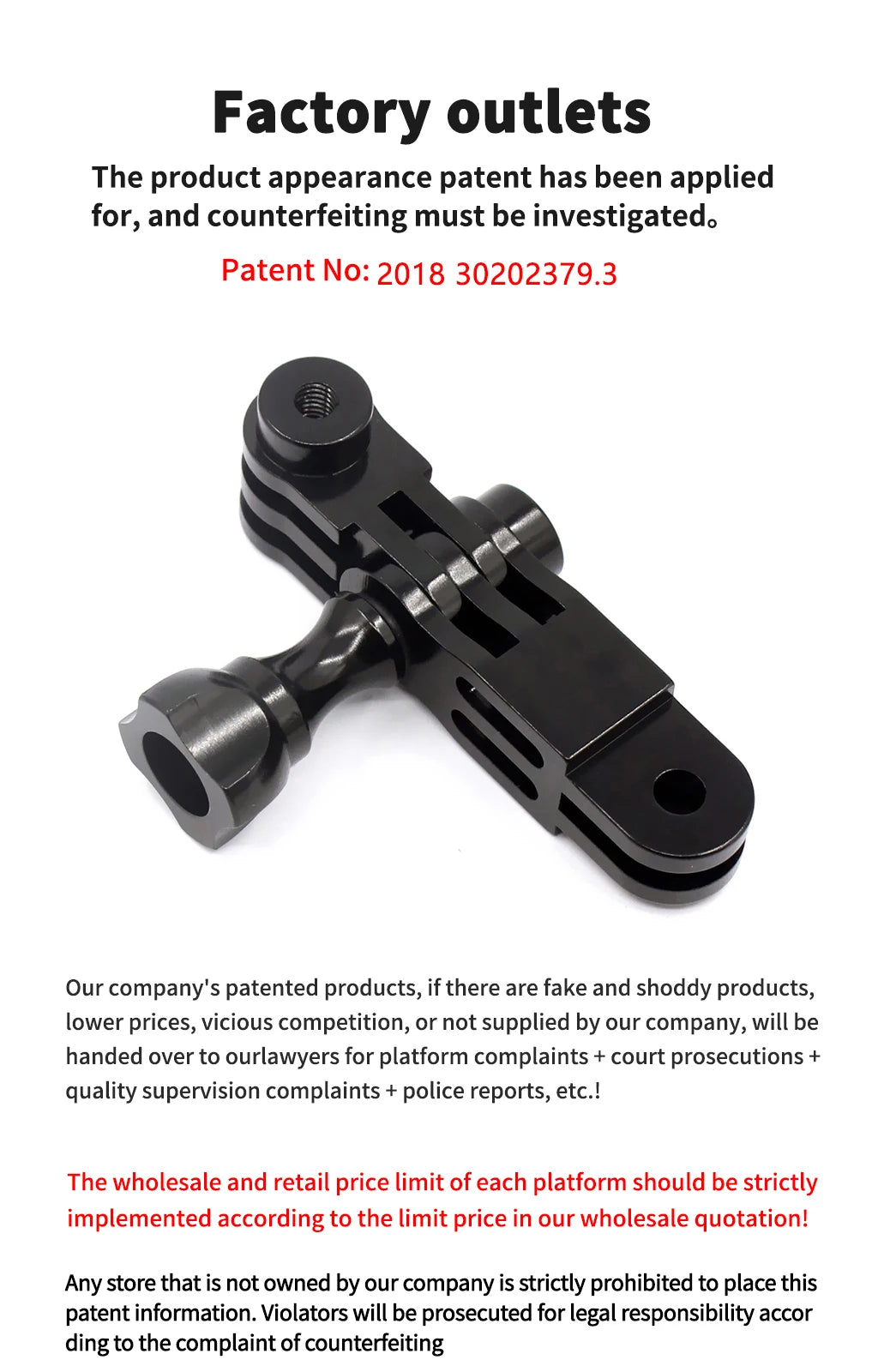 CNC Aluminum Three-Way Pivot Arm Mount Adapter for GOPRO Hero 13 12 11 10 Session Yi SJcam EKEN Sony DJI Action Camera Tripod