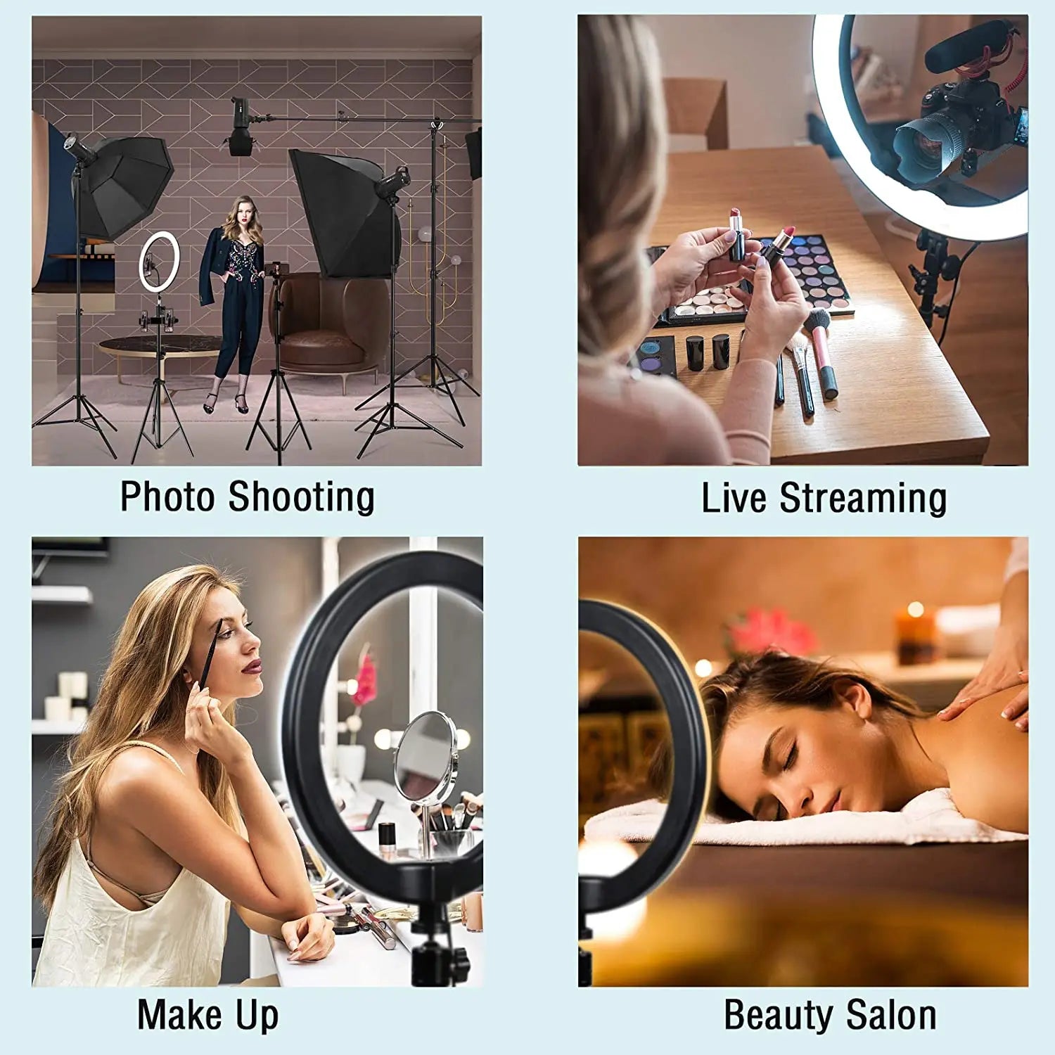16/26/33cm LED Selfie Light Photography Lights With Tripod Bluetooth Remote Control Dimmable Ring Light For Video Live Fill Lamp