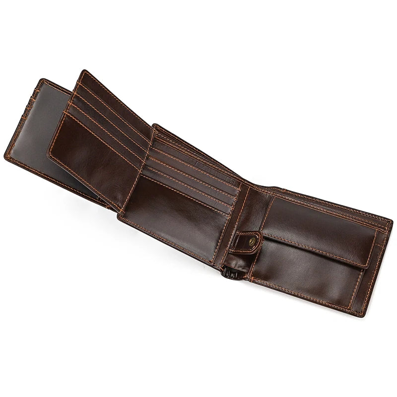 Cow Leather Men‘s Short Wallet Hasp Genuine Leather Unisex Women Zipper Coin Clutch Purse Cowhide Card Holder Trifold Man wallet