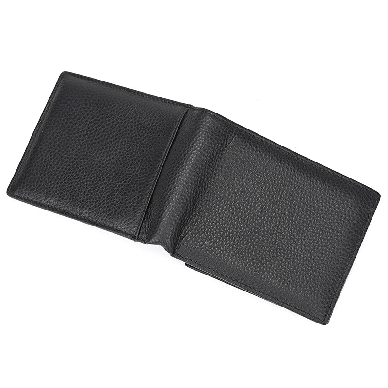 Cow Leather Men‘s Short Wallet Hasp Genuine Leather Unisex Women Zipper Coin Clutch Purse Cowhide Card Holder Trifold Man wallet