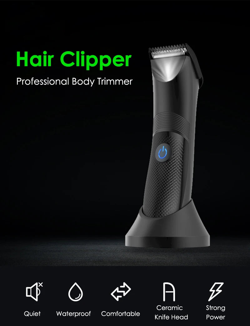 Groin Area Hair Trimmer Lawn Mower Ceramic Blade Waterproof Wet Dry Hair Clippers Pubic Armpit Body Hair Ultimate Hygiene Razor