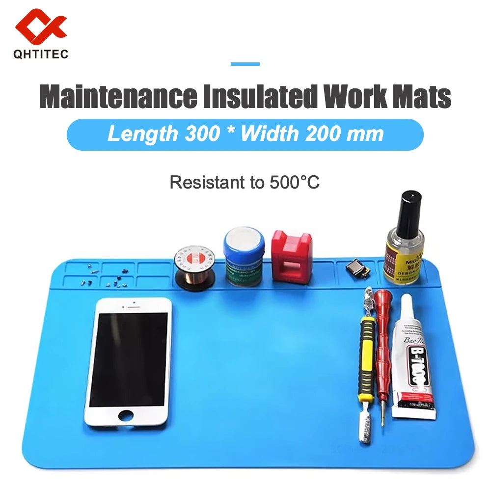 Soldering Station Mat Silicone Work Mat Heat Resistant 932°F Anti-Static Magnetic Mat for Electronic Phone Laptop Watch Repair