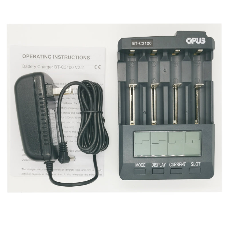 OPUS BT-C3100 V2.2 Universal Four Slots LCD Screen Replenisher Smart Rechargeable Smart Battery Charger Accessories & Parts New