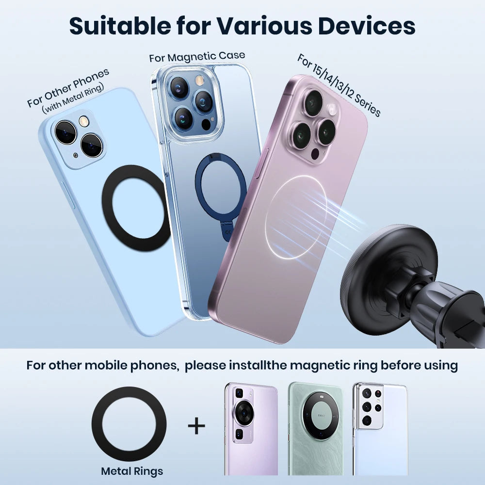 TOPK for Magsafe Car Phone Holder Powerful Magnetism Premium Quality Single-Hand Operation Metal Hook Magnetic Car Phone Mount