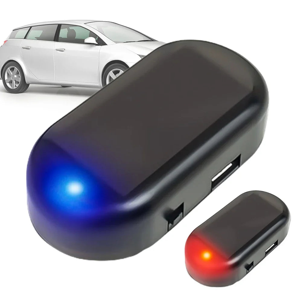 Solar Powered Car Fake Security Light Super Bright Simulated Dummy Alarm Blue/Red Light Wireless Warning Anti-Theft Caution Lamp