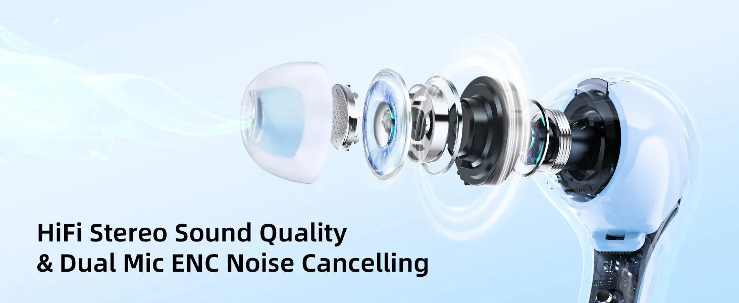 T8 Pro Transparent Bluetooth Earbuds with LED Display