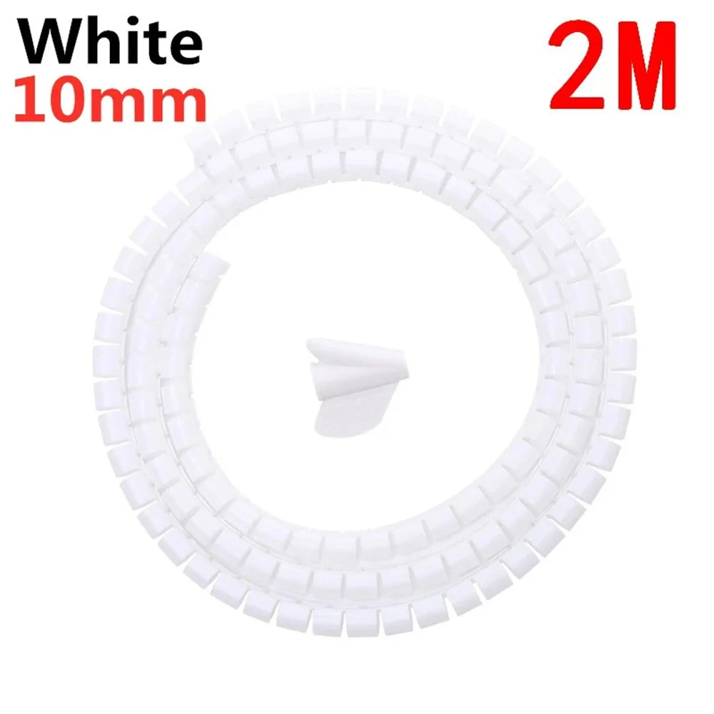 2M 10/16mm Flexible Spiral Cable Protector Wire Organizer Computer Cord Protective Tube Organization Management Protector Sleeve