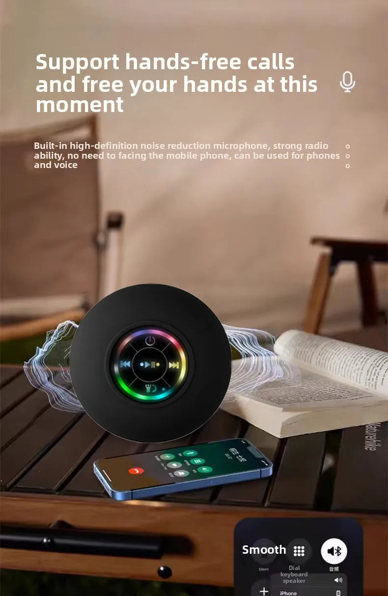 Mini Portable MINGCVIL Bluetooth Audio IPX4 Waterproof Led Lights Bathroom Outdoor Large Suction Cup Can Adsorbed Wall Speaker