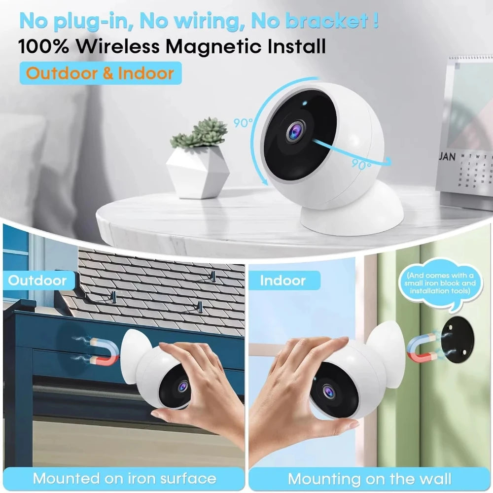 ANSVICAM 2K WiFi IP Camera Outdoor Magnetic Battery Security Camera Indoor Color Night Vision Waterproof Wireless Surveillance