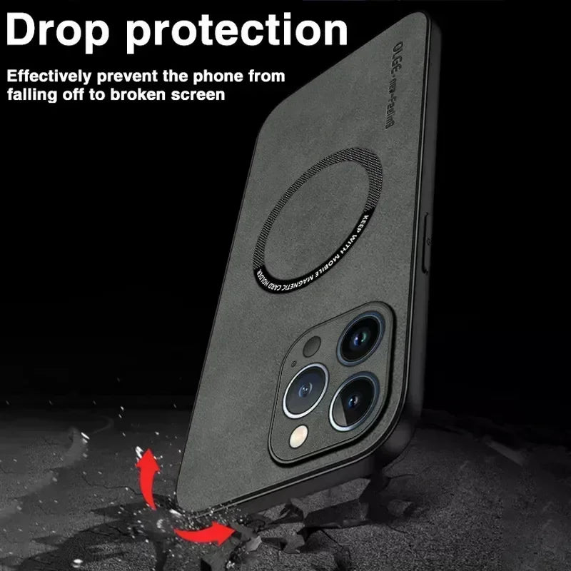 For Magsafe Luxury Leather Shockproof Phone Cases For iPhone 17 16 15 14 13 12 11 Pro Max Plus Magnetic Wireless Charging Cover