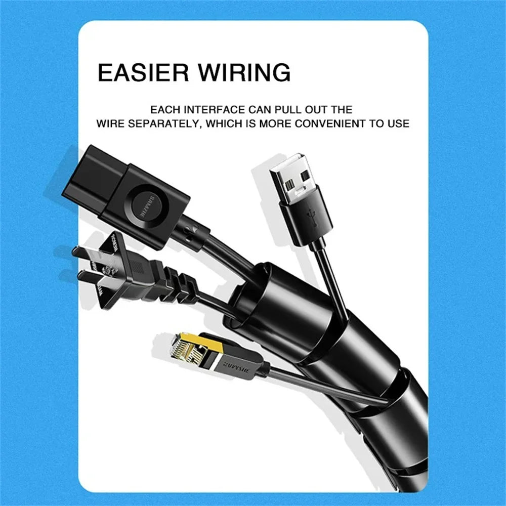 2M 10/16mm Flexible Spiral Cable Protector Wire Organizer Computer Cord Protective Tube Organization Management Protector Sleeve