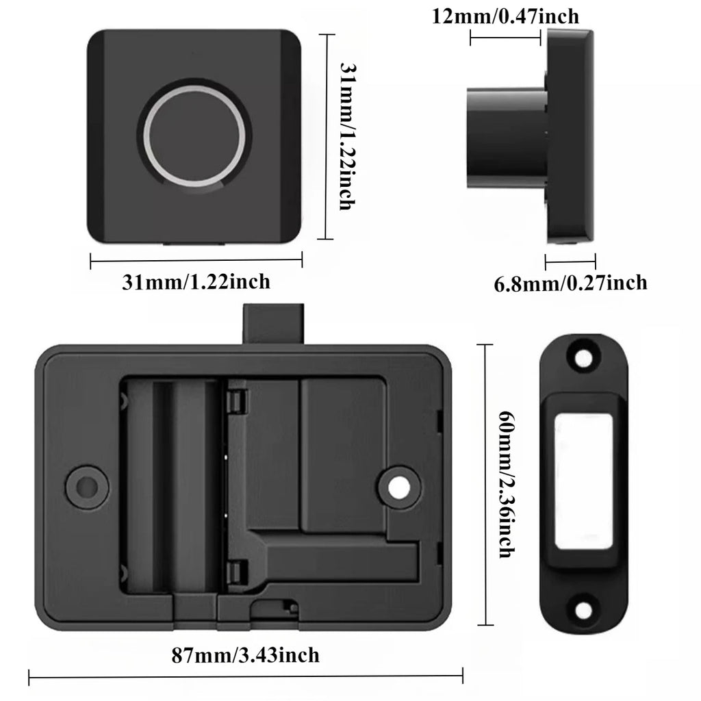 Compact ABS Fingerprint Drawer Lock Smart Biometric Security for Cabinets Shoe Lockers File Cabinets Easy to Install