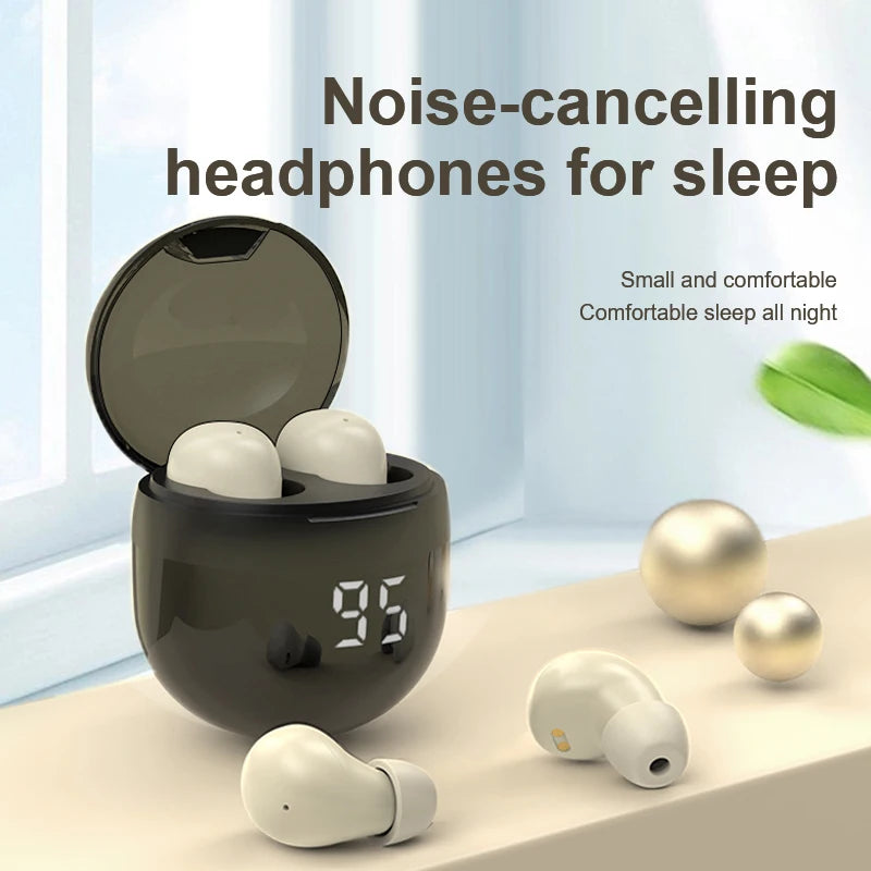 HOMEFISH SK18 Mini Sleep Wireless Earbuds, Bluetooth 5.3, Invisible In-Ear, Digital Display, Noise Cancelling for Side Sleepers