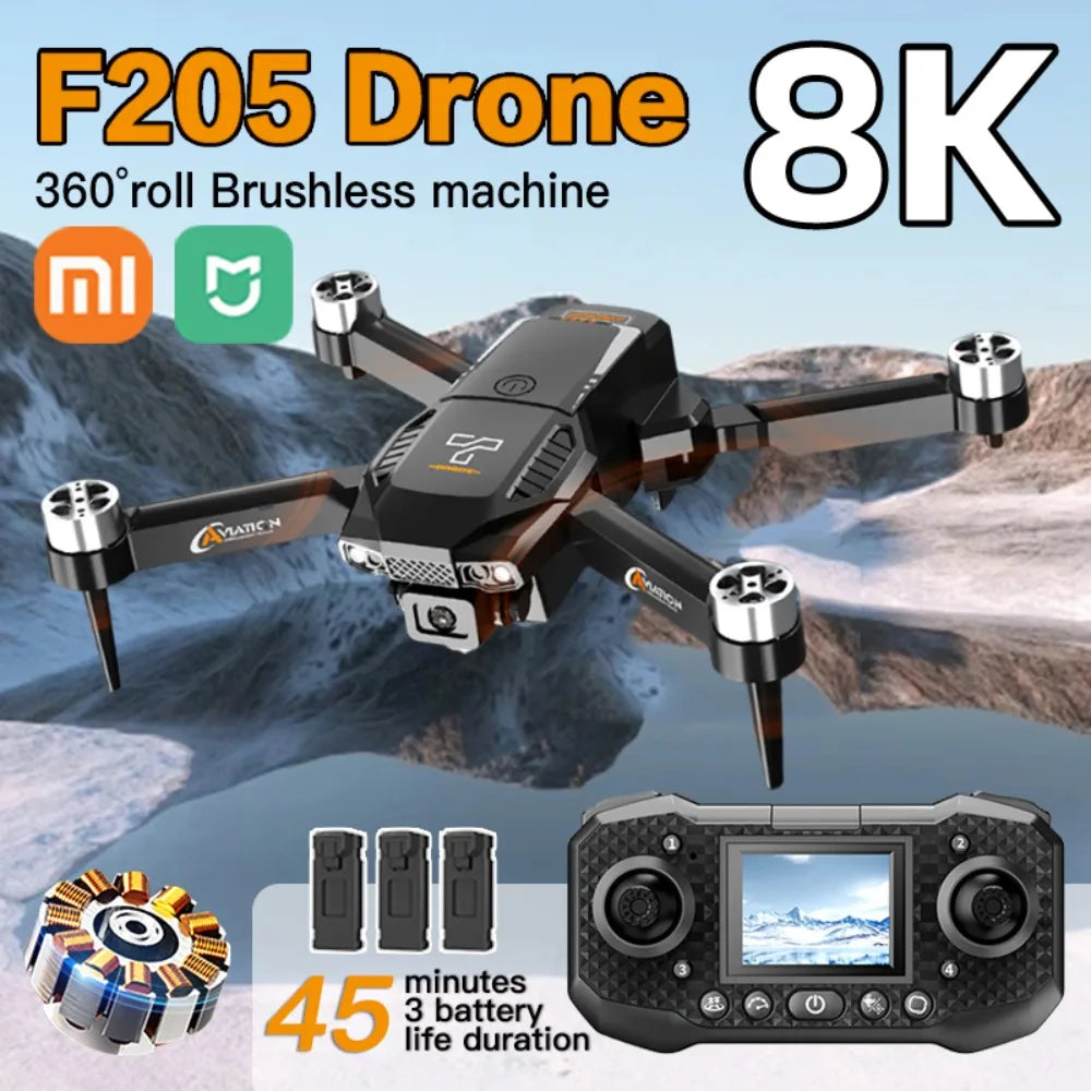 Lenovo Original F205 Drone Professional 8K HD Dual Camera With Screen Remote Control Smart Obstacle Avoidanc FPV Brushless Motor
