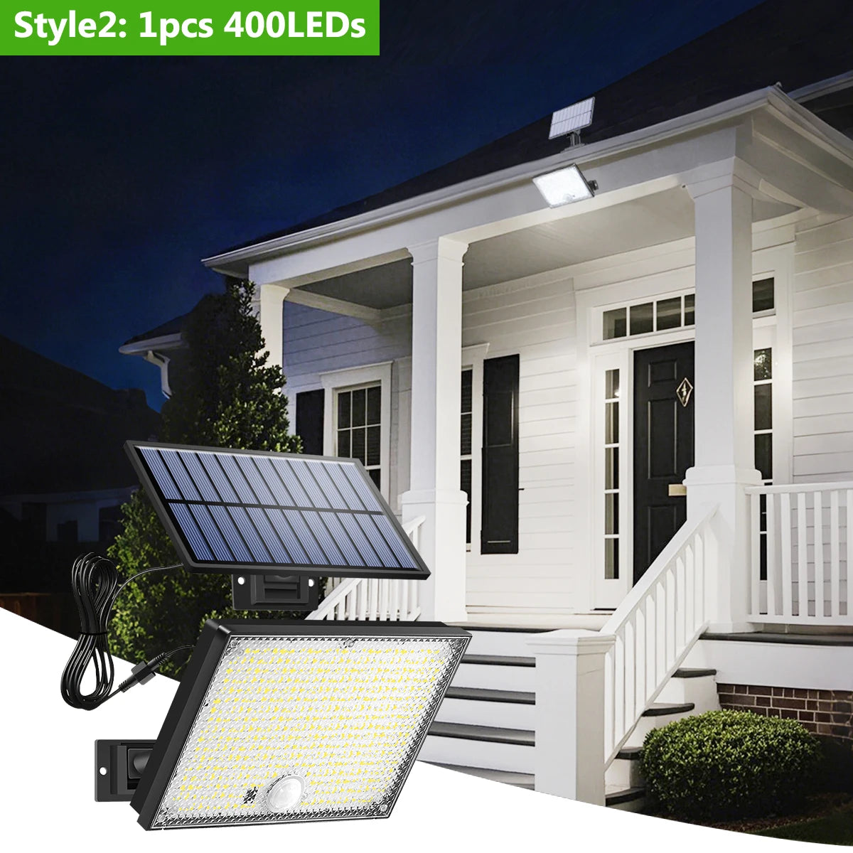 Solar Motion Sensor Outdoor Flood Lights with 400/172 Bright LEDs Dusk to Dawn Outside Flood Lights with 16ft Cable IP65 Lamp