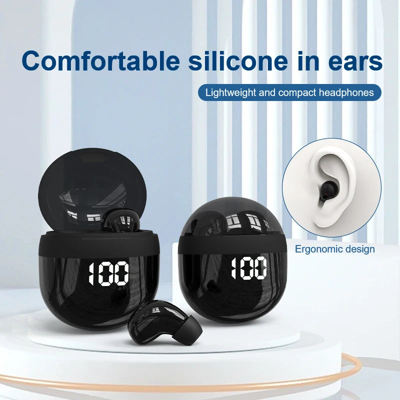 HOMEFISH SK18 Mini Sleep Wireless Earbuds, Bluetooth 5.3, Invisible In-Ear, Digital Display, Noise Cancelling for Side Sleepers