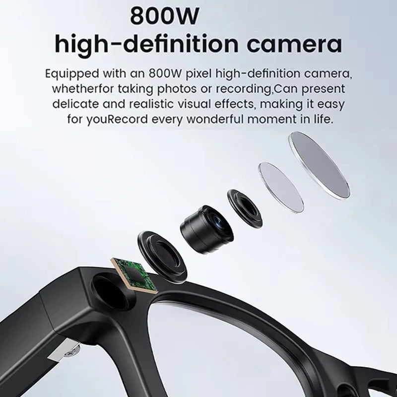 New Al Smart Glasses 800W HD Camera Anti Shake 1080P High-Definition Video Recording Touch Al Voice Wireless Call Smart Glasses