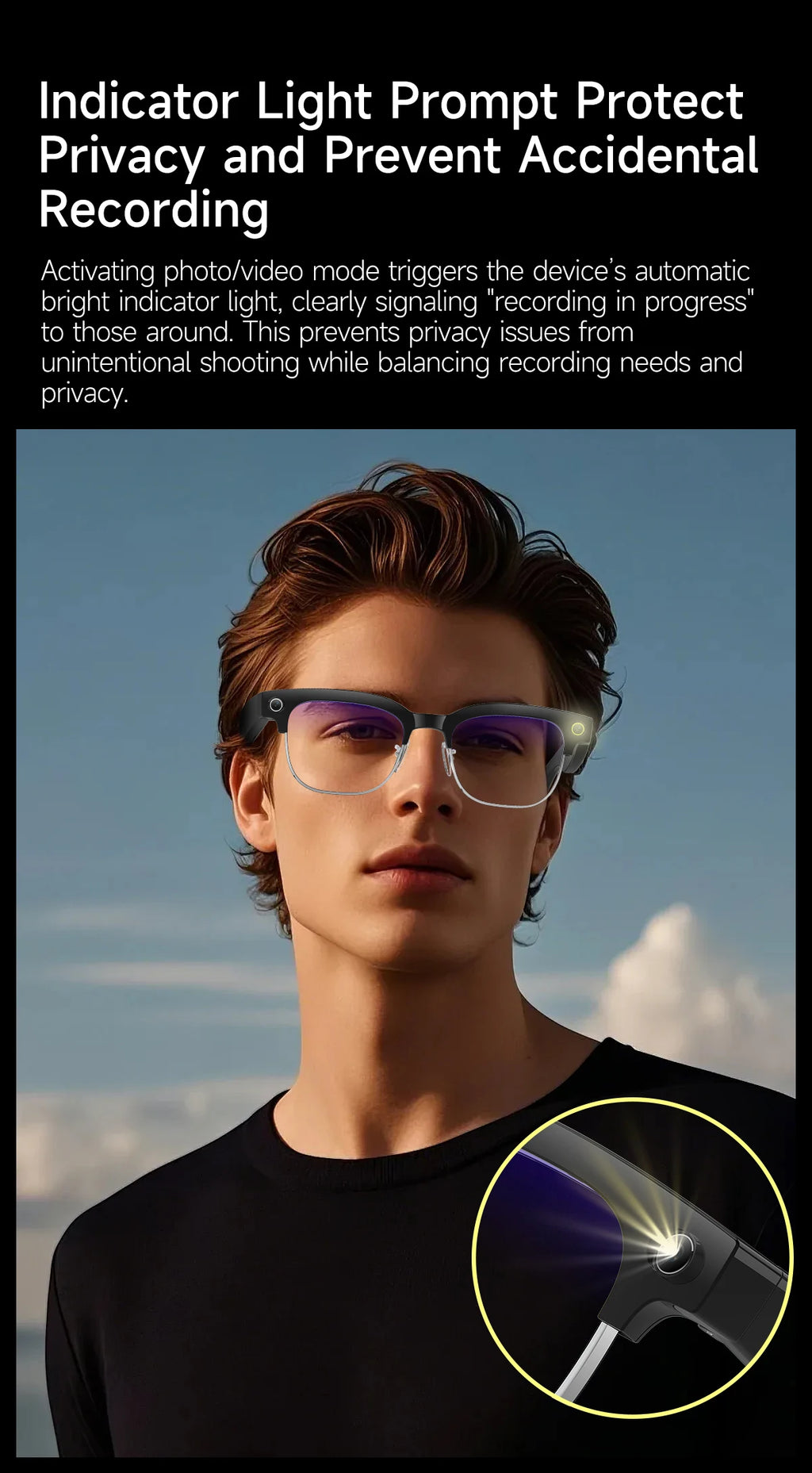 2026 World Premiere 4K HD Camera AI Smart Glasses 800W Pixel Camera 1080P Video AI Photo Recognition Call Travel abroad Glasses
