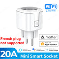 Matter WiFi Smart Plug 16A/20A EU Smart Socket Home Appliance Plug Adapter Timing for HomeKit SmartThings Alexa Google Siri