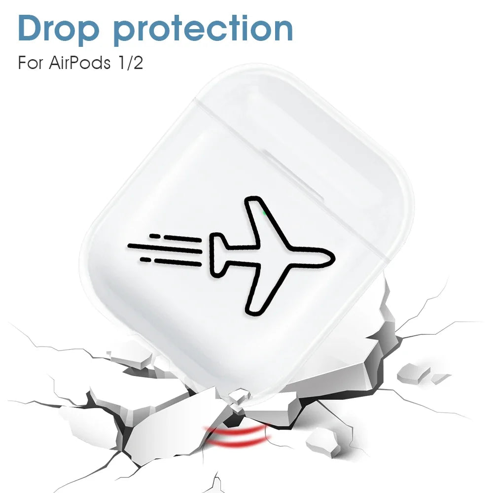 Airplane Pattern Clear Earphone Cases For Airpods 4th 2 1 3 Pro 2 Fundas Headphone Cover For Apple Airpods Air Pods Pro Airpods3
