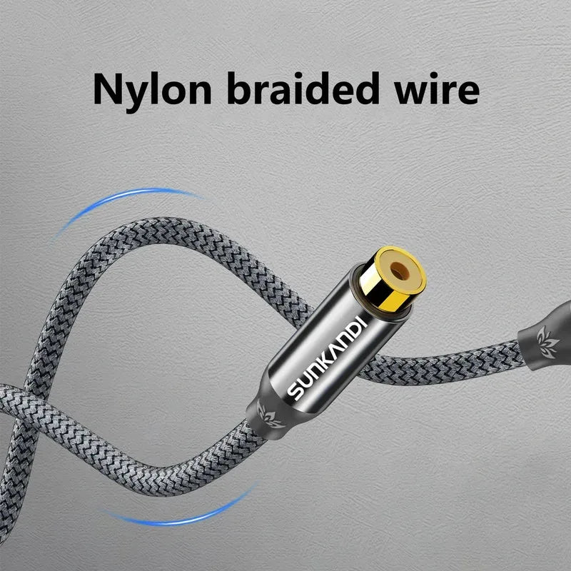 SUNKANDI RCA Male to female extension cable, copper housing  RCA male to RCA female cable Stereo audio extension cable adapter