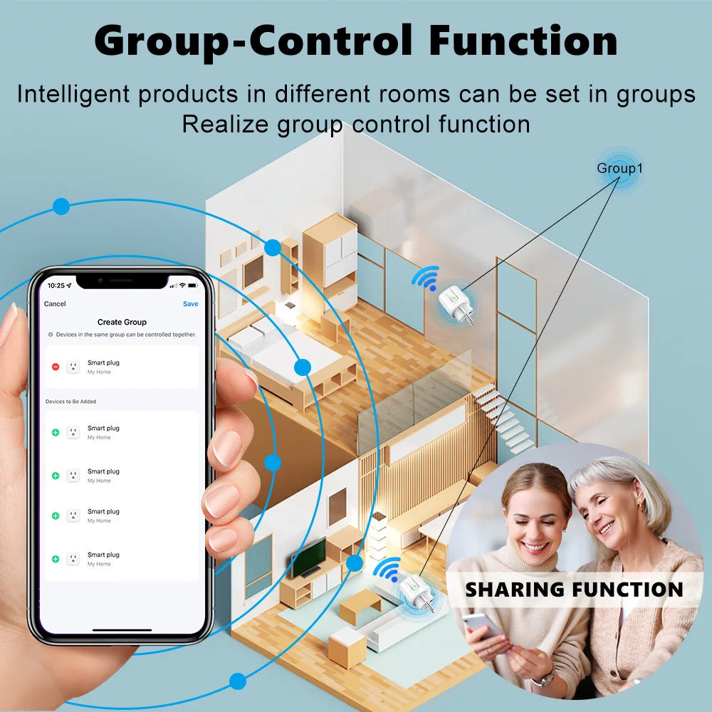 Matter WiFi Smart Plug 16A/20A EU Smart Socket Home Appliance Plug Adapter Timing for HomeKit SmartThings Alexa Google Siri