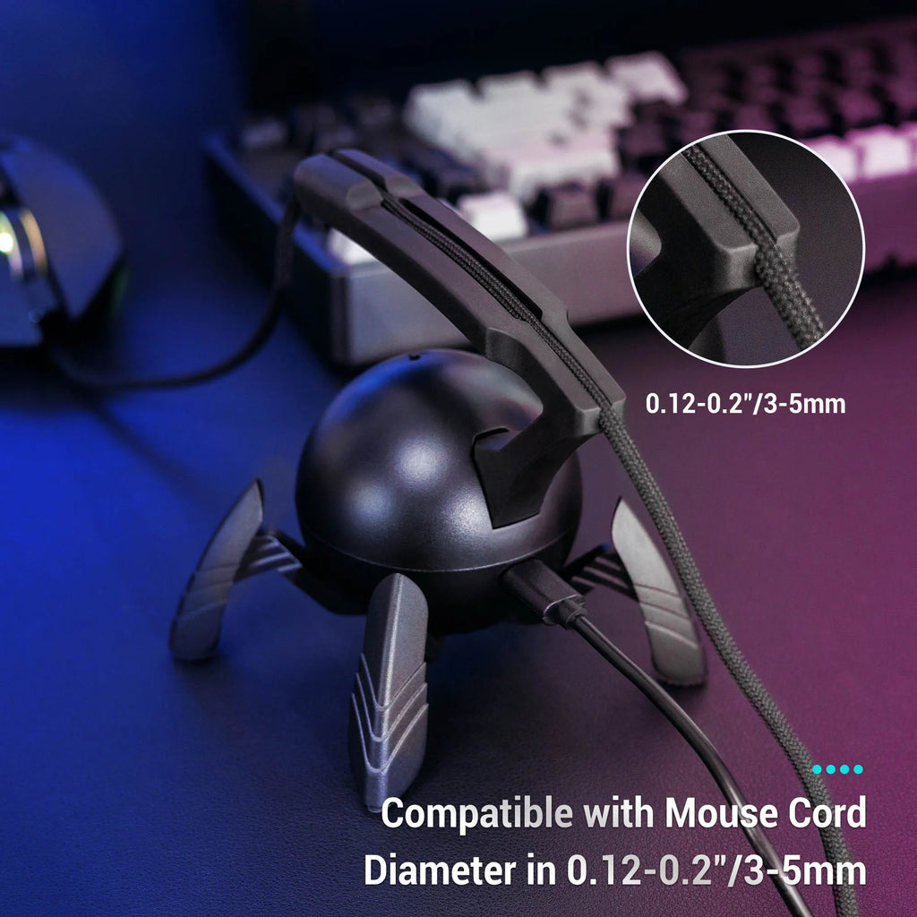 Mouse Bungee Mouse Cable Holder Cord Clip Wire Organizer Flexible For Mice Playing Esports Gaming With 3 USB Ports And RGB Light