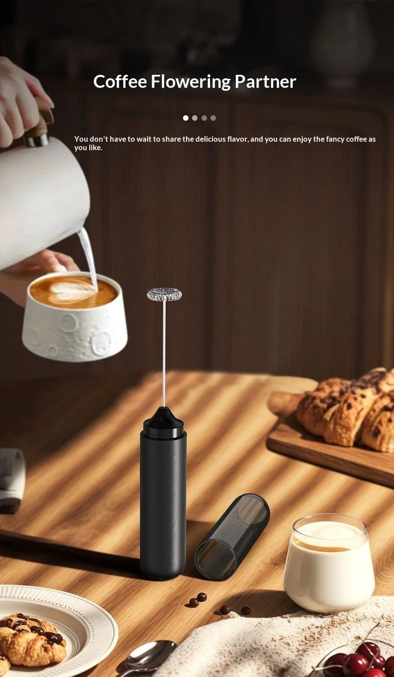 Portable Electric Milk Frother Foam Maker Handheld Rechargeable Foamer High Speed for Coffee Cappuccino Cream Kitchen Food Mixer