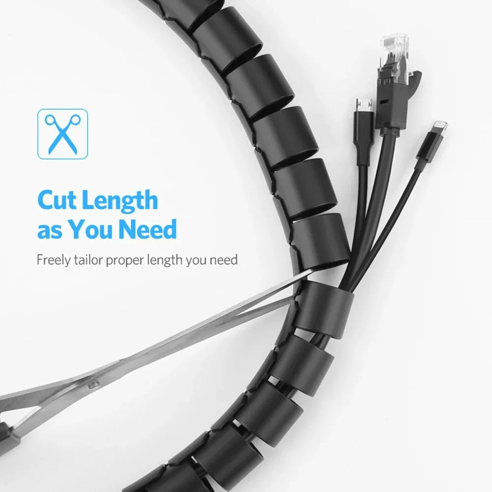 2M 10/16mm Flexible Spiral Cable Protector Wire Organizer Computer Cord Protective Tube Organization Management Protector Sleeve