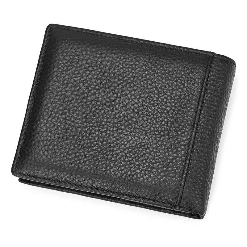 Cow Leather Men‘s Short Wallet Hasp Genuine Leather Unisex Women Zipper Coin Clutch Purse Cowhide Card Holder Trifold Man wallet