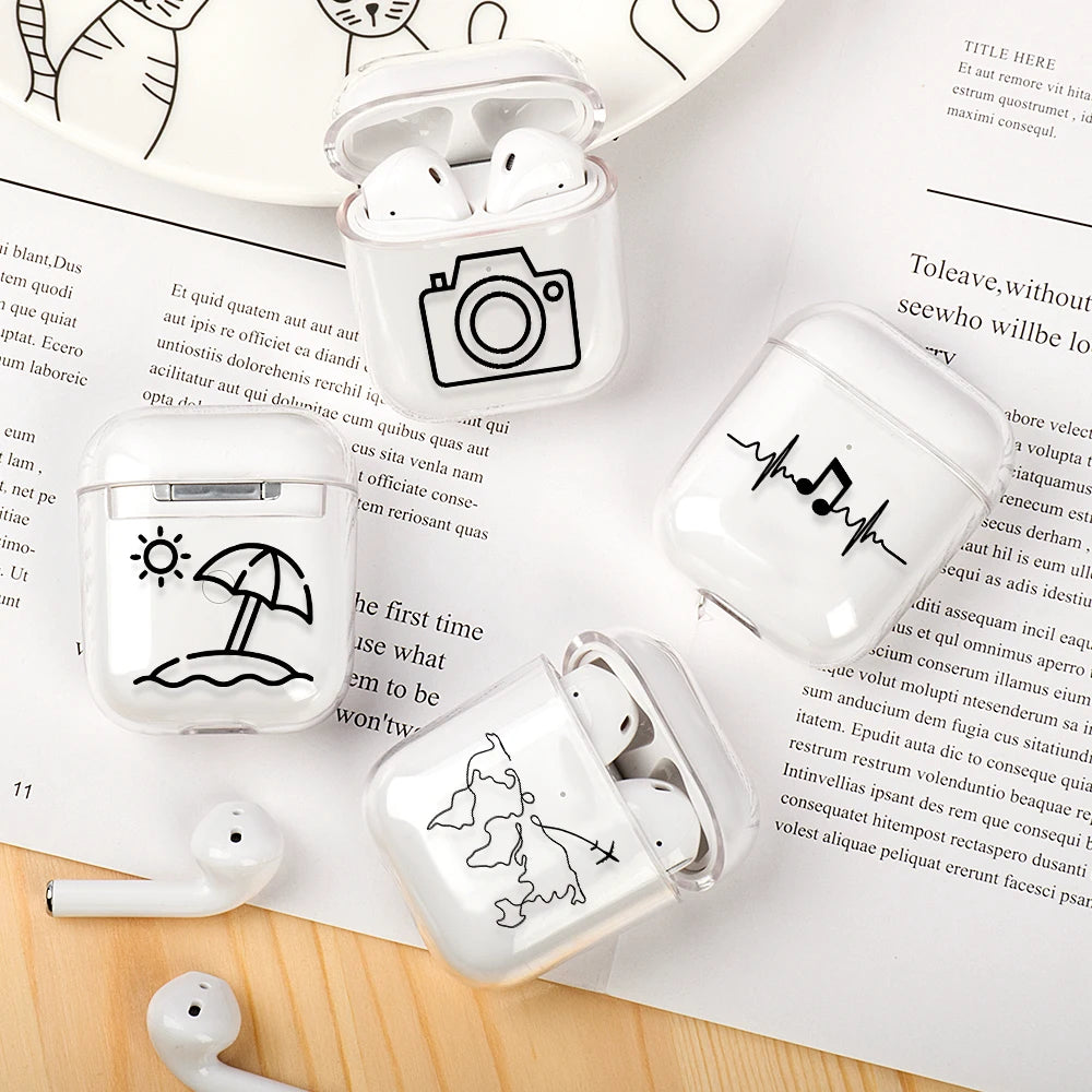 Airplane Pattern Clear Earphone Cases For Airpods 4th 2 1 3 Pro 2 Fundas Headphone Cover For Apple Airpods Air Pods Pro Airpods3