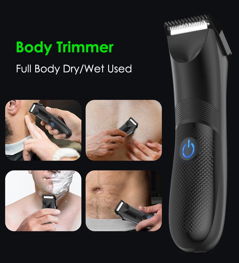 Groin Area Hair Trimmer Lawn Mower Ceramic Blade Waterproof Wet Dry Hair Clippers Pubic Armpit Body Hair Ultimate Hygiene Razor