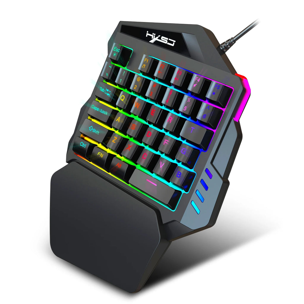 Gaming One-Handed Keyboard And Mouse Set with 35 Keys, Dual-Color Injection Molded Keycaps, Colorful Backlight, USB Plug-And