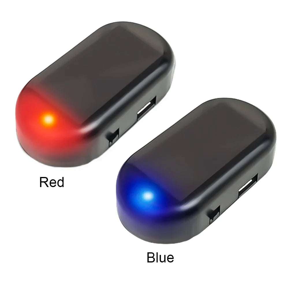 Solar Powered Car Fake Security Light Super Bright Simulated Dummy Alarm Blue/Red Light Wireless Warning Anti-Theft Caution Lamp