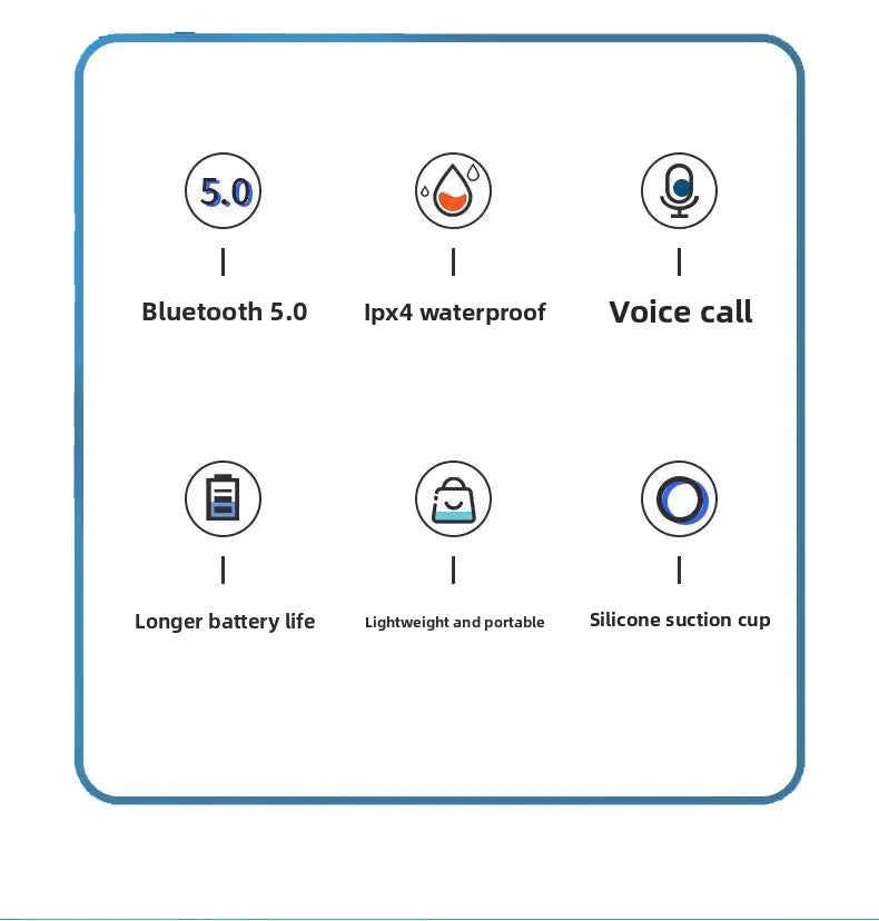 Mini Portable MINGCVIL Bluetooth Audio IPX4 Waterproof Led Lights Bathroom Outdoor Large Suction Cup Can Adsorbed Wall Speaker