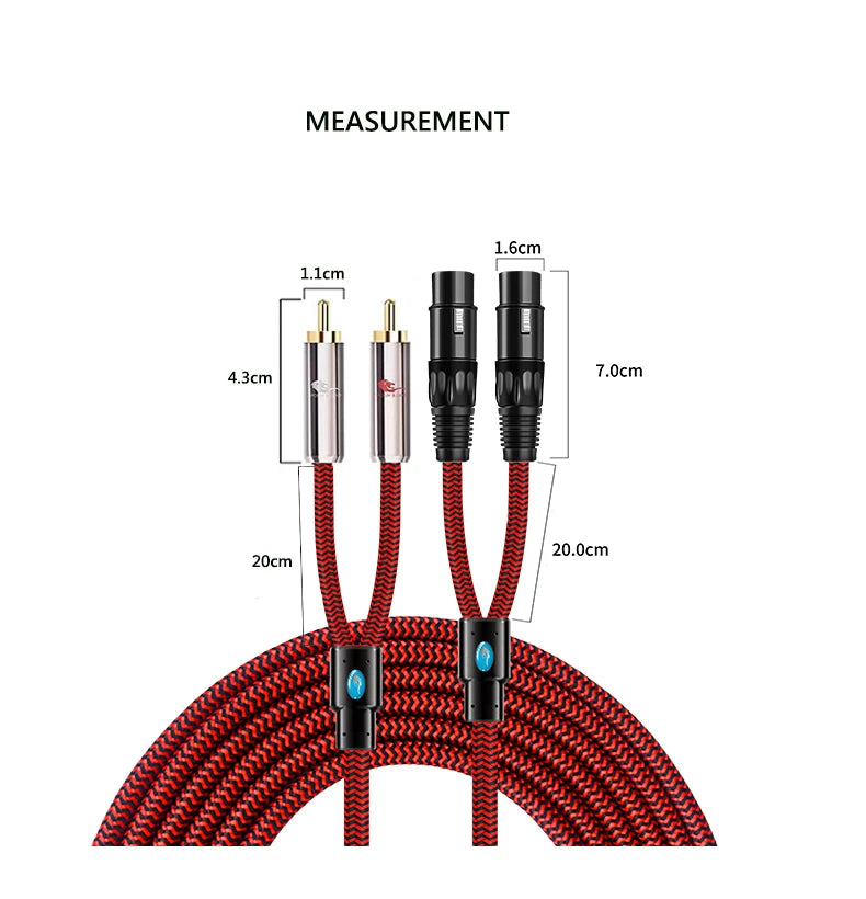 Premium Audio Cable Dual XLR Female to Dual RCA Male for AMP Sound Mixer 2RCA to 2XLR Regular 3 Pin OFCCable 1M 2M 3M 5M 8M 15M