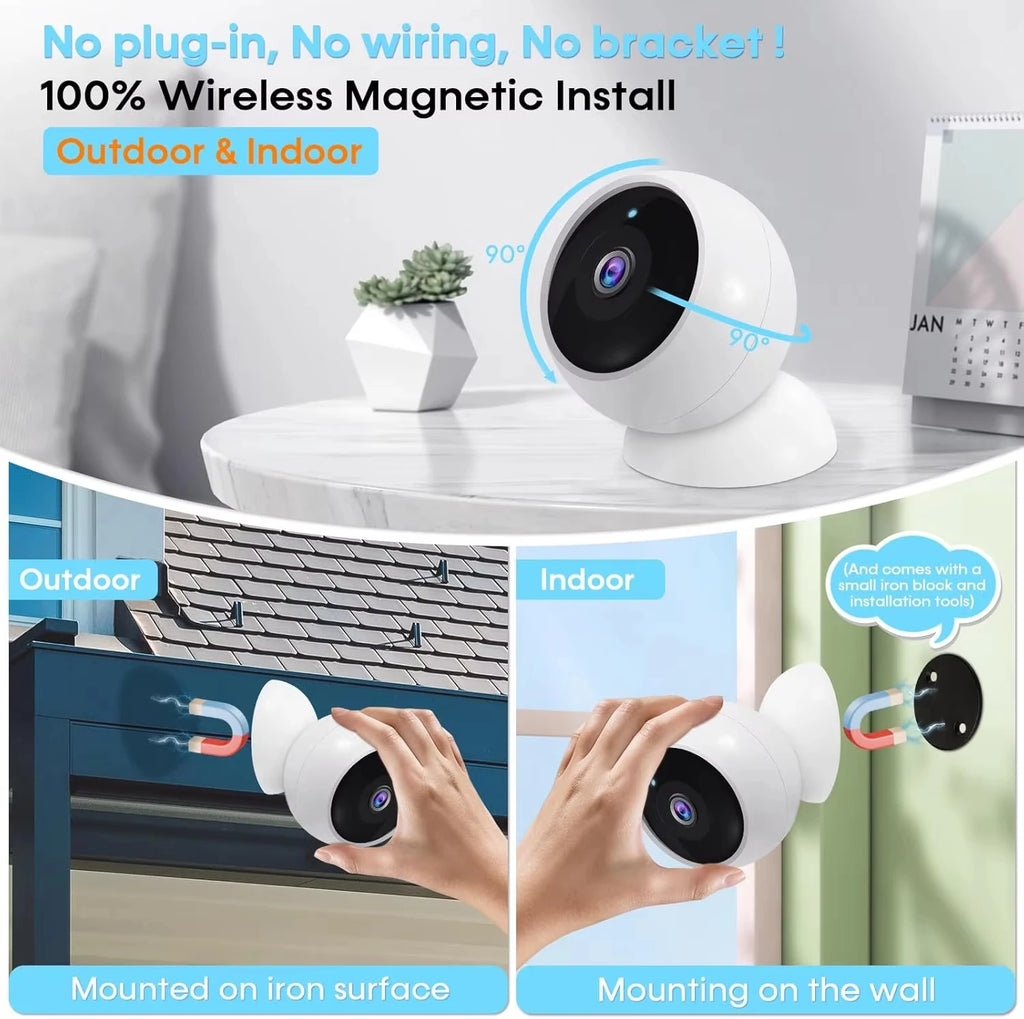 ANSVICAM 2K WiFi IP Camera Outdoor Magnetic Battery Security Camera Indoor Color Night Vision Waterproof Wireless Surveillance