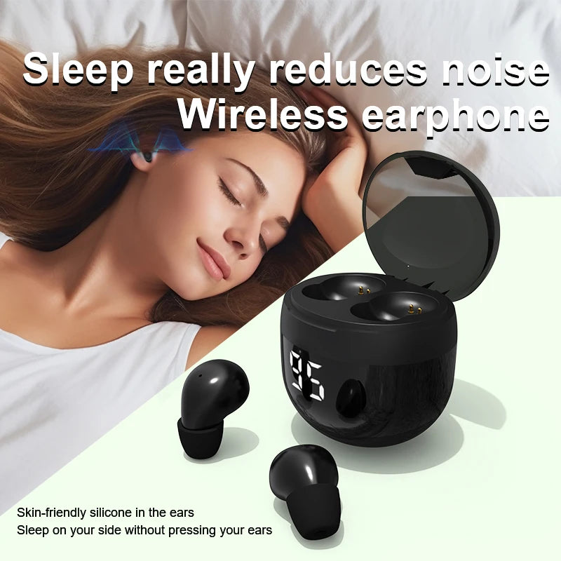 HOMEFISH SK18 Mini Sleep Wireless Earbuds, Bluetooth 5.3, Invisible In-Ear, Digital Display, Noise Cancelling for Side Sleepers