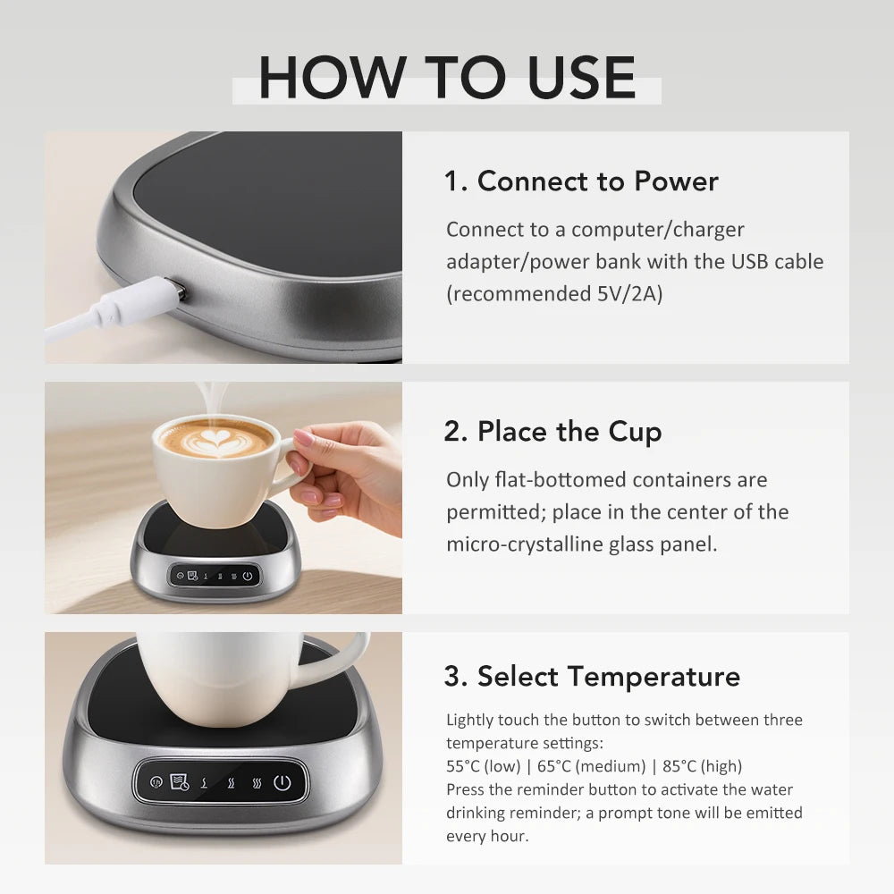 Cup Heater USB Coffee Mug Warmer Electric Milk Tea Cup Heating Coaster Cup Warmer For Home Office USB Voice Desk Cup Warmer