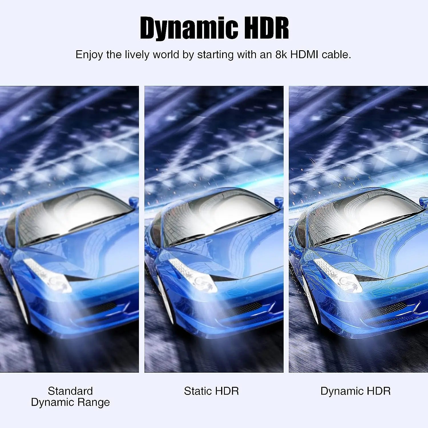 1.65/3.3/6.6/10FT 8K HDMI 2.1 Cable 48Gbps Ultra High Speed 8K60 4K120Hz eARC 3D HDR10 Compatible with Roku TV/PS5/HDTV/Blu-ray