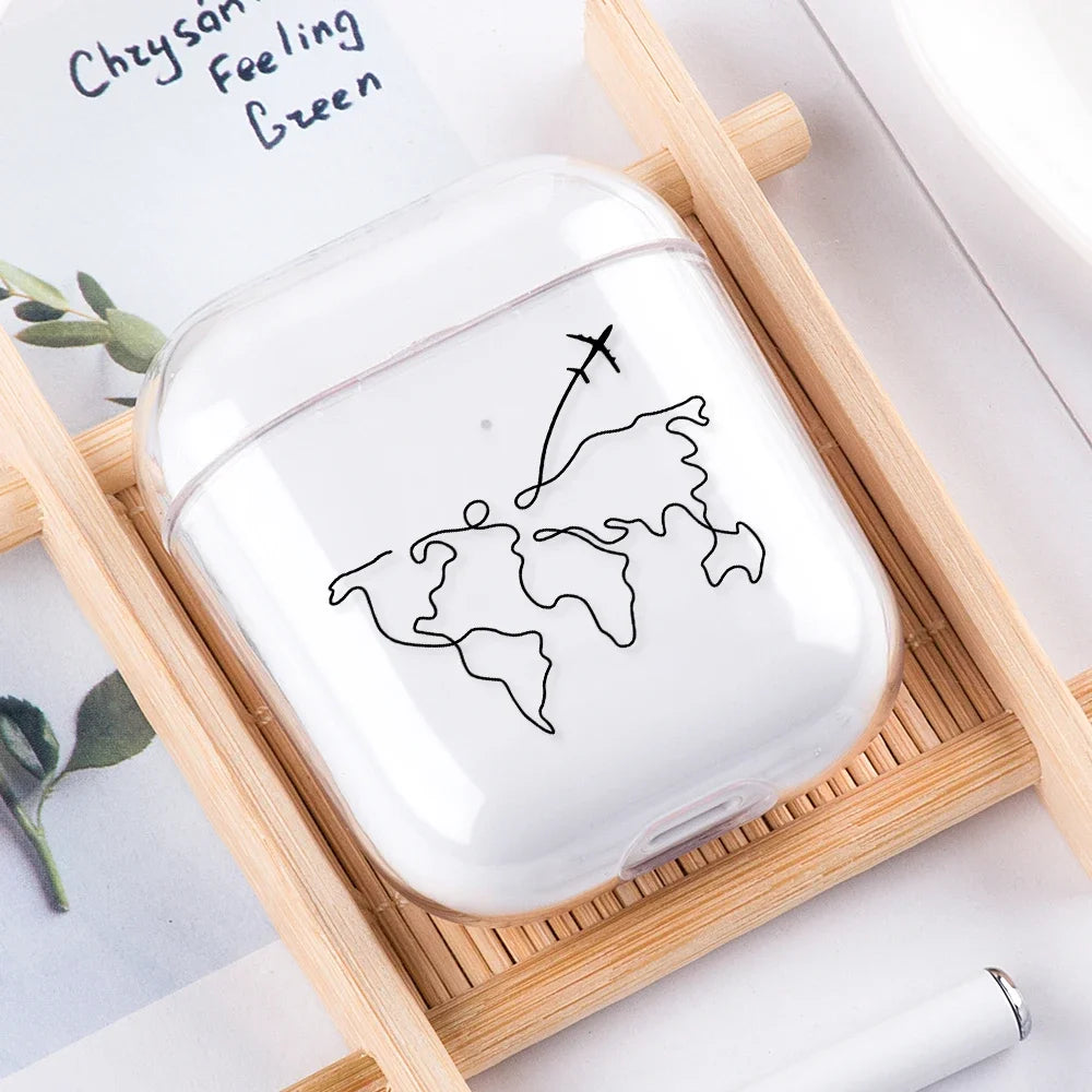 Airplane Pattern Clear Earphone Cases For Airpods 4th 2 1 3 Pro 2 Fundas Headphone Cover For Apple Airpods Air Pods Pro Airpods3