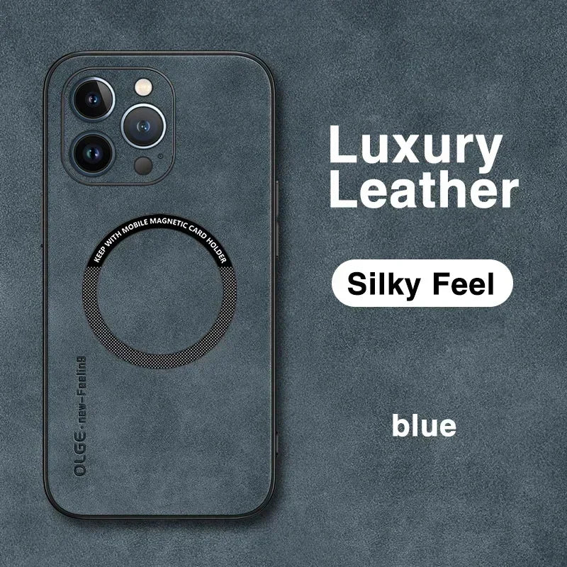 For Magsafe Luxury Leather Shockproof Phone Cases For iPhone 17 16 15 14 13 12 11 Pro Max Plus Magnetic Wireless Charging Cover