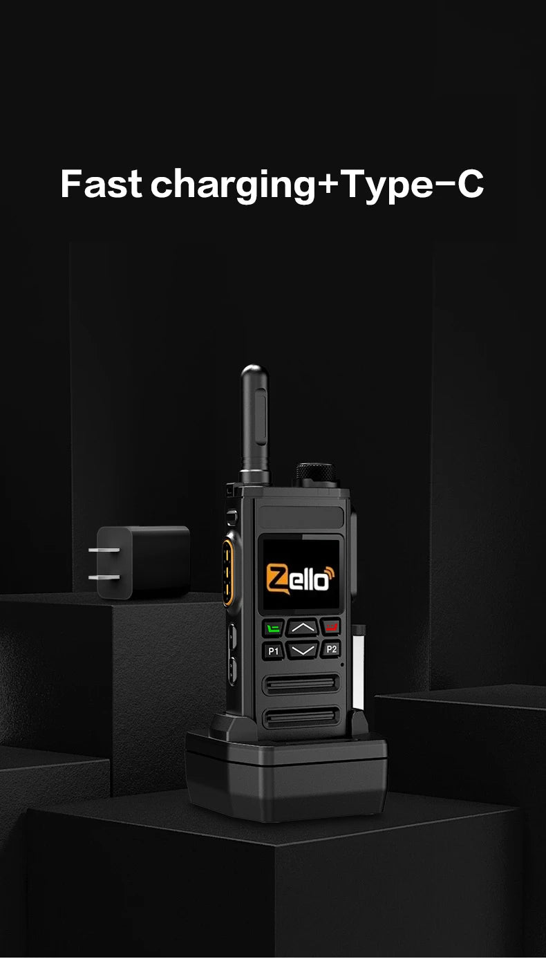 Android 8.1 | Zello 4G POC Radio - SIM/WiFi & Bluetooth, 100Mi Range, Professional Walkie Talkie