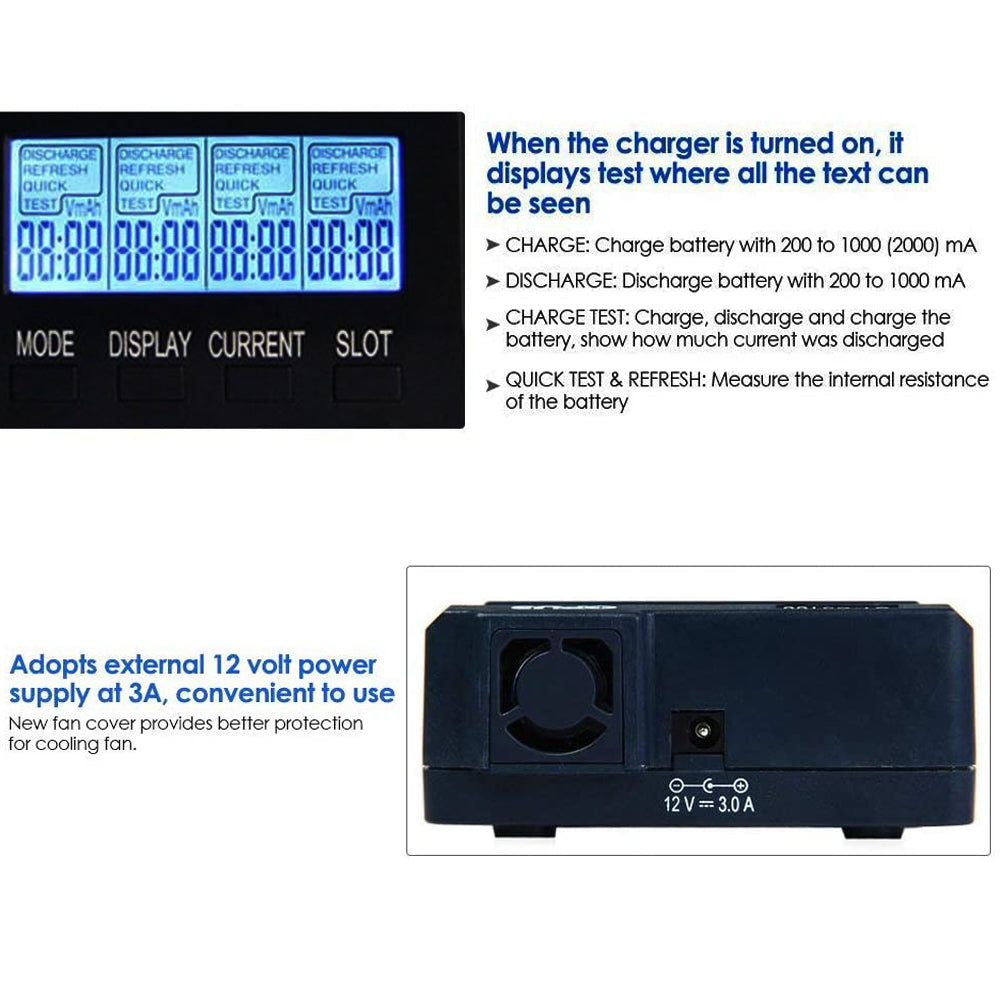 OPUS BT-C3100 V2.2 Universal Four Slots LCD Screen Replenisher Smart Rechargeable Smart Battery Charger Accessories & Parts New