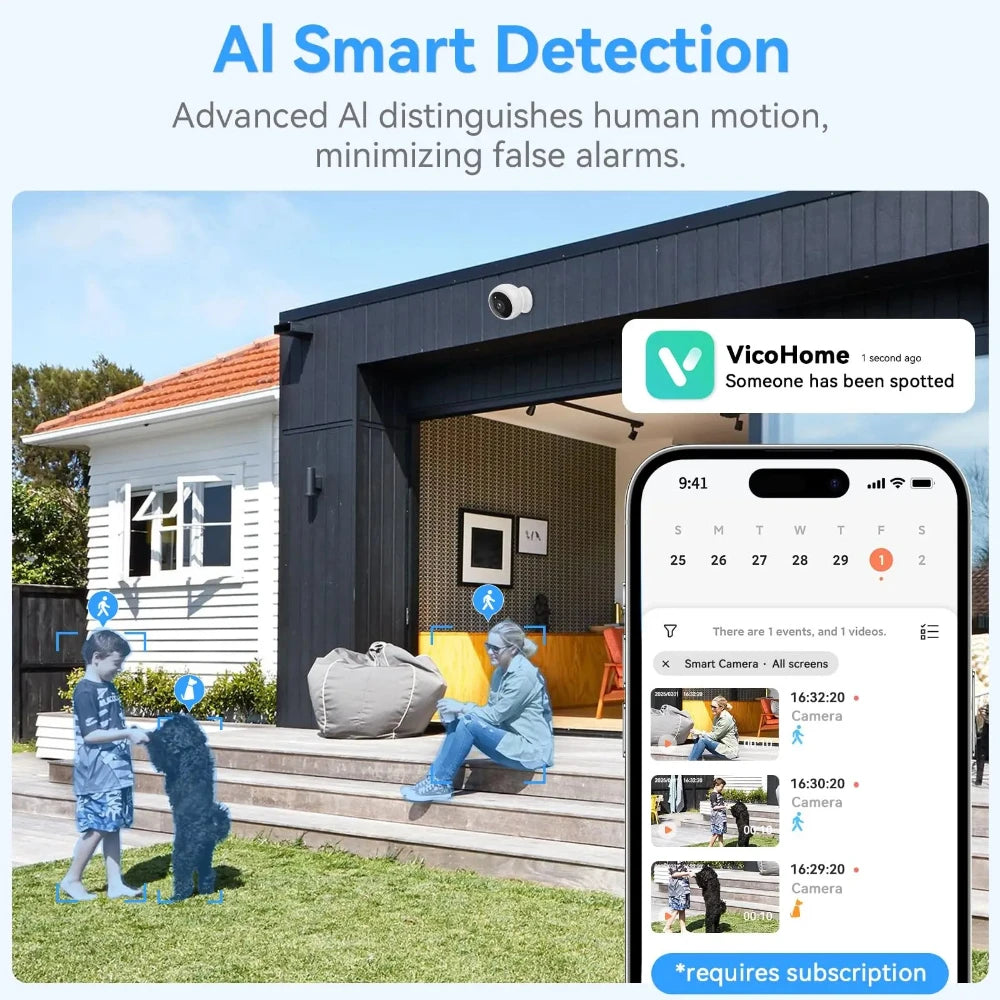 ANSVICAM 2K WiFi IP Camera Outdoor Magnetic Battery Security Camera Indoor Color Night Vision Waterproof Wireless Surveillance