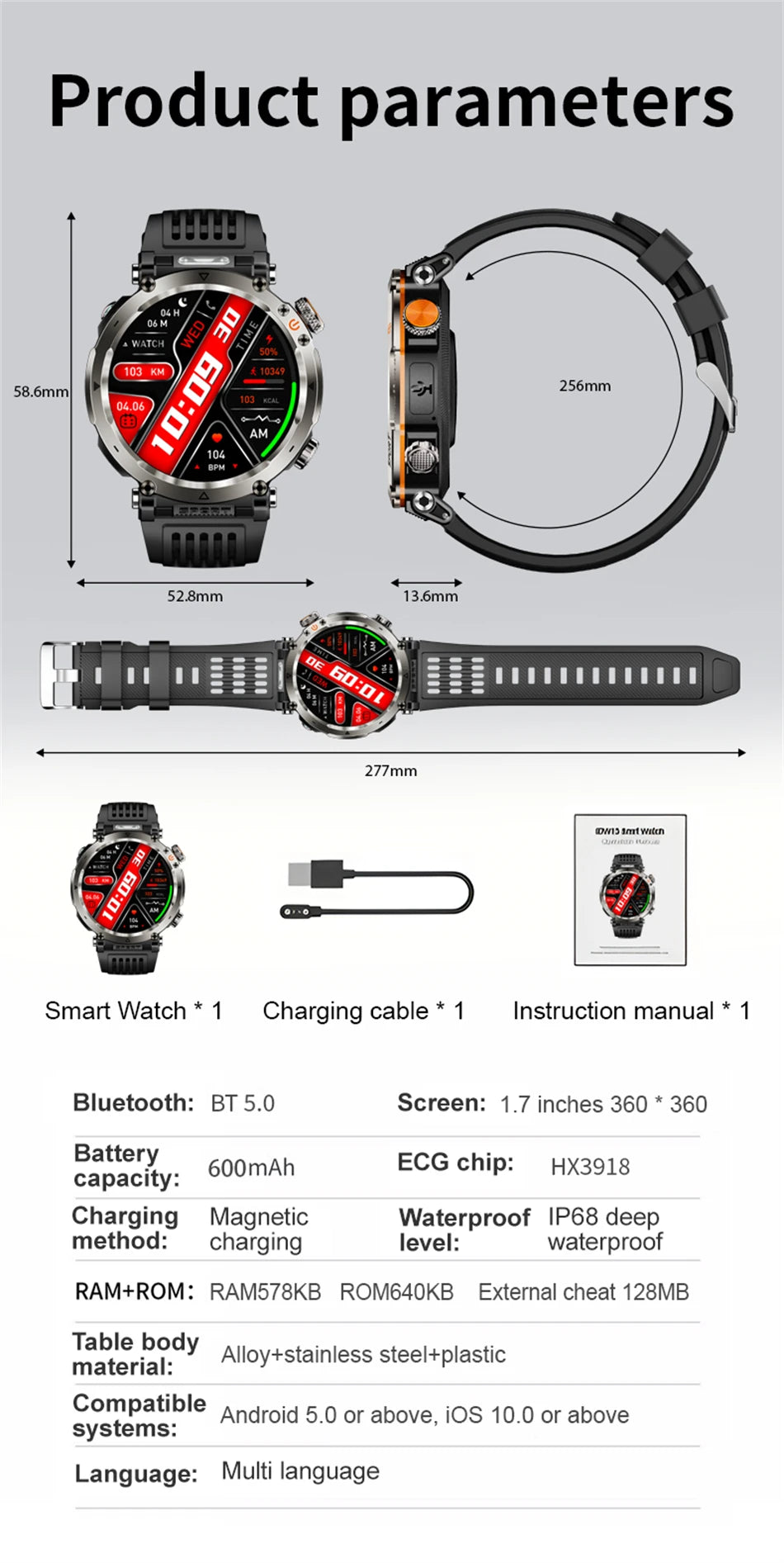 Outdoor Sports Smart Watch Men AMOLED Screen NFC Heart Rate Bluetooth Call 5ATM Waterproof Smartwatch 2025 New Fashion Luxury