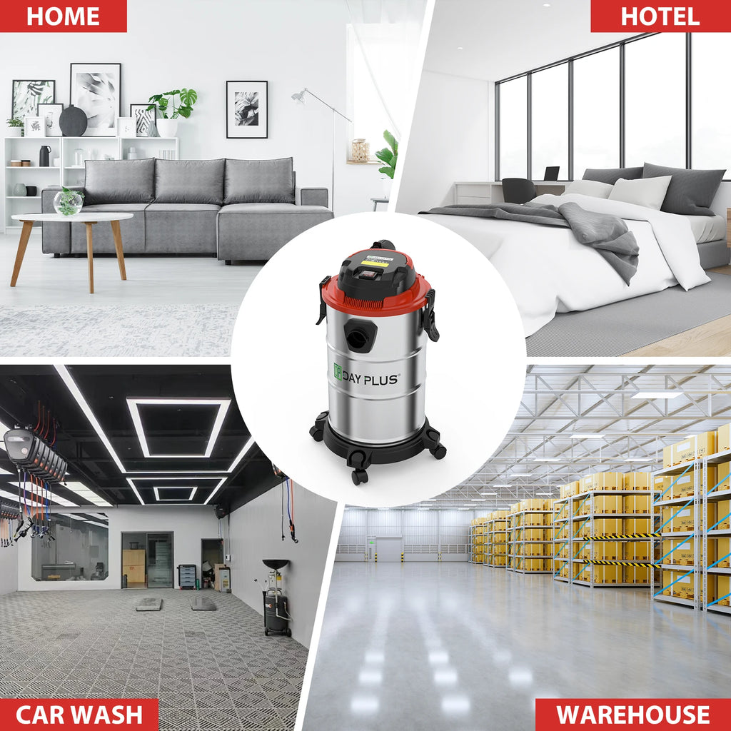 Wet & Dry Vacuum Cleaner 20L 6000W 20kpa 3 In 1 Blower Cleaning Portable Powerful Suction Industrial Vacuum with 4 Caster Wheels